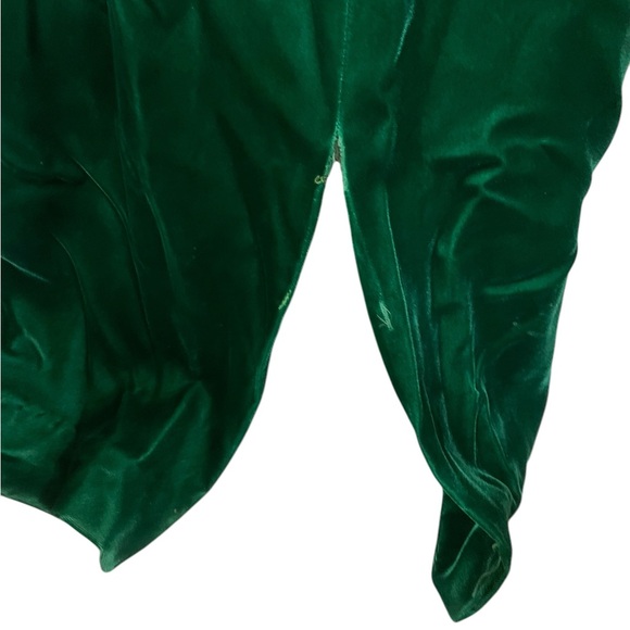 Vintage 60’s emerald green velvet mock neck maxi dress with lace detail size M - Picture 5 of 10